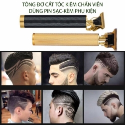 Tông đơ cắt tóc kiêm chấn viền đa năng kèm phụ kiện, dùng pin sạc